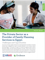 The Private Sector as a Provider of Family Planning Services in Egypt: Challenges and Opportunities